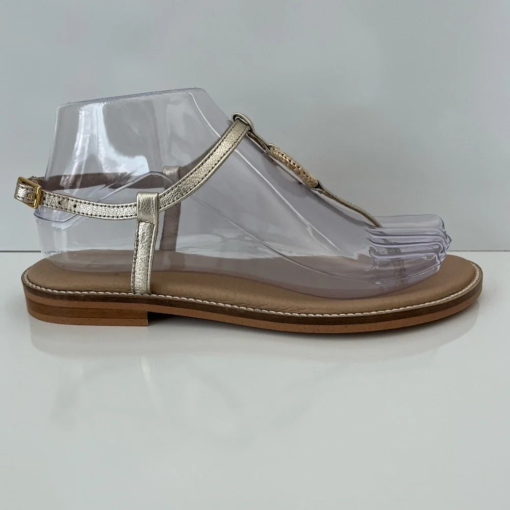 BRUNO MAGLI Jenna T-strap Leather Sandals In Gold NEW - Picture 14 of 14